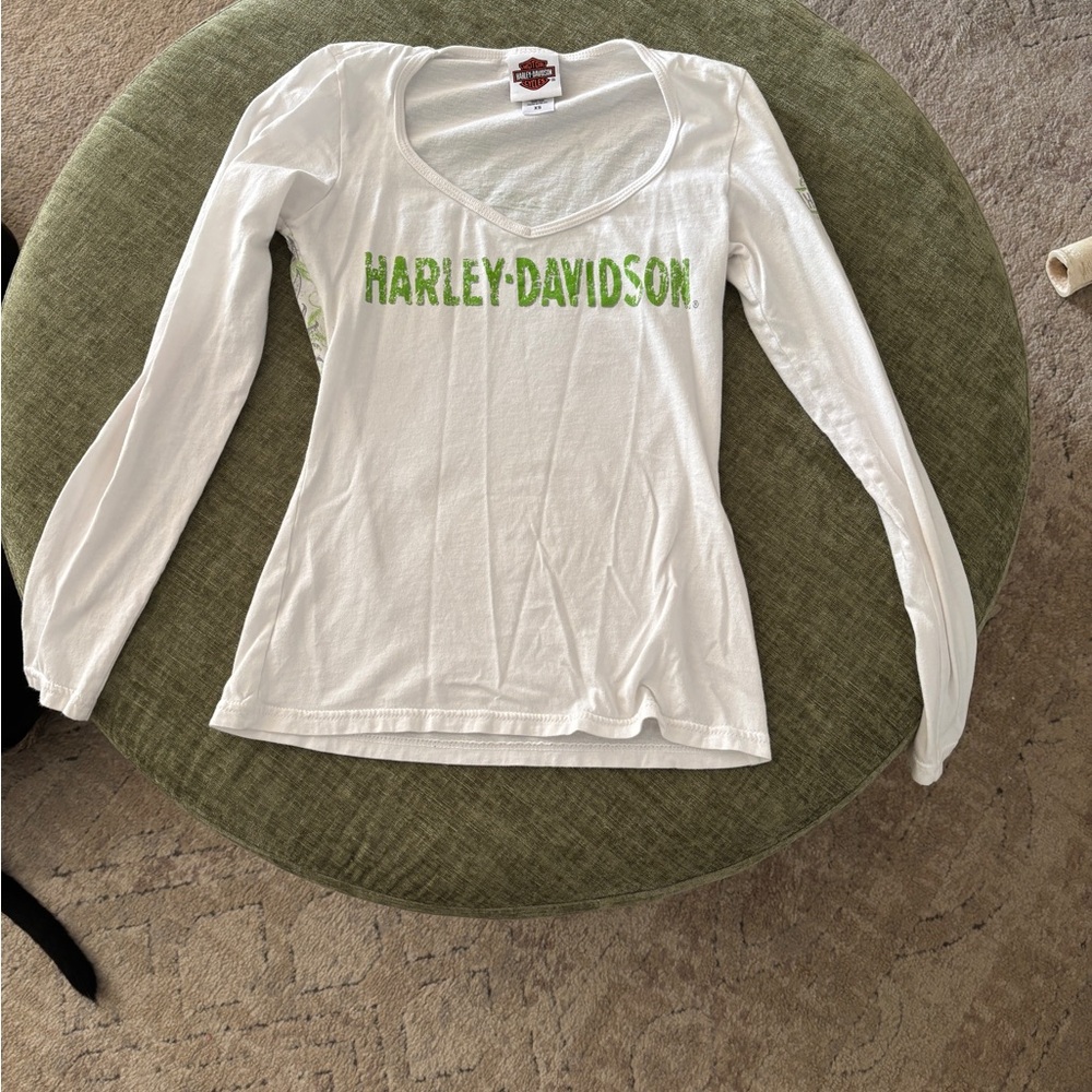 Harley-Davidson Women's White Long Sleeve Blouse